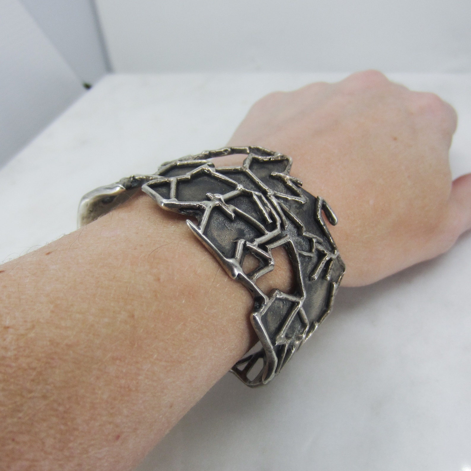 70's Modernist Necklace and Cuff Bracelet Set main image 1