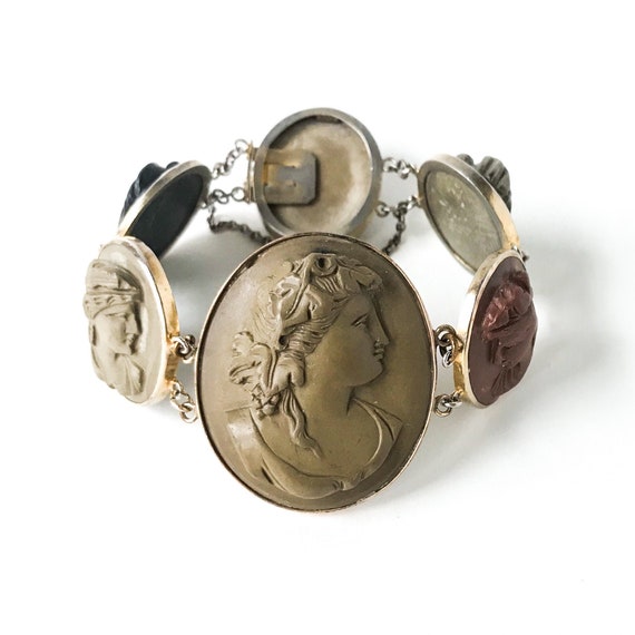 Antique Bracelet, Victorian Lava Cameo Bracelet G… - image 1