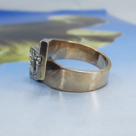 Vintage Ring, Mid-Century Diamond "DC" Initials R… - image 3