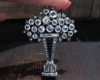 Art Deco Paste Bouquet Brooch Sterling, Knoll and Pregizer, Germany c. 1920