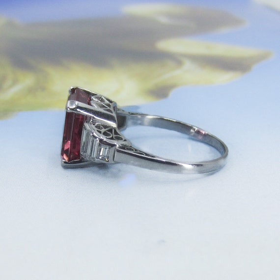 Vintage Ring, Pink Tourmaline and Baguette Diamon… - image 3