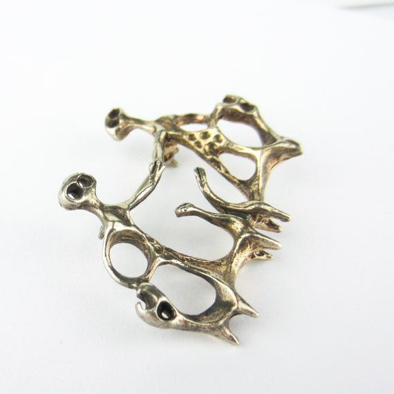 Vintage Brooch, Brutalist Figural Brooch Gilt Ste… - image 2