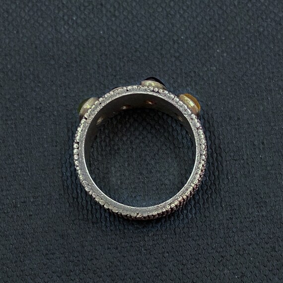 Vintage Ring, Post Modern Multi-Stone Granulated … - image 7