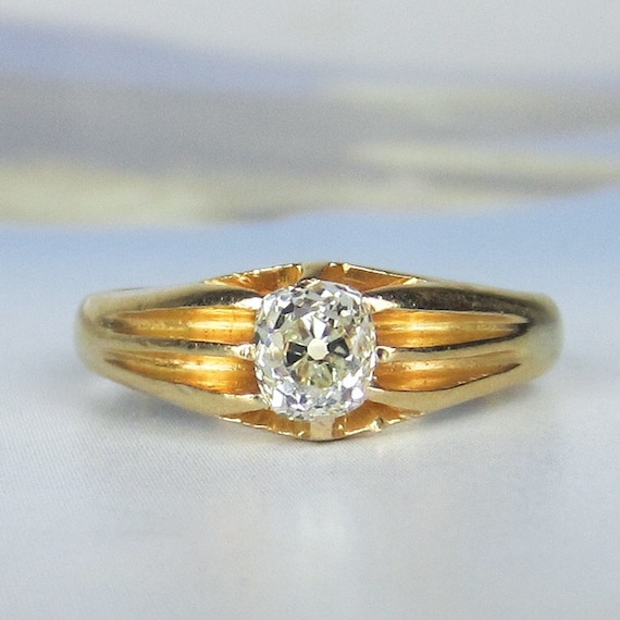 Vintage Engagement Ring, Victorian Old Mine Diamo… - image 1