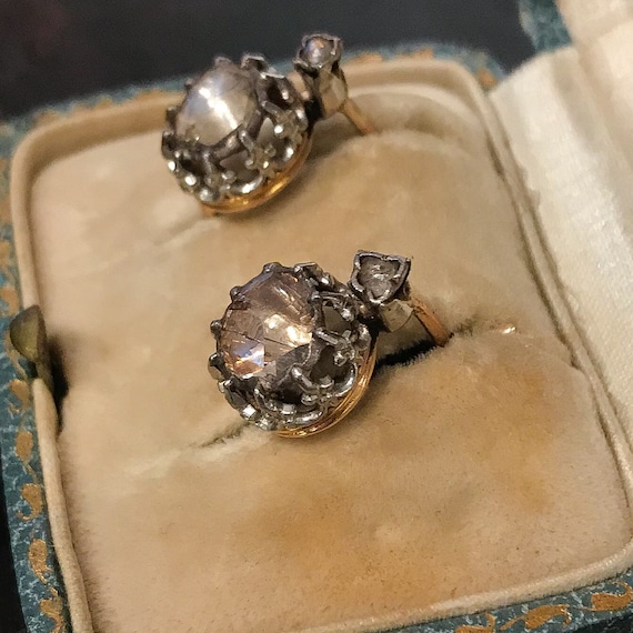 Antique Earrings, Rose Cut Diamond Earrings Silve… - image 4