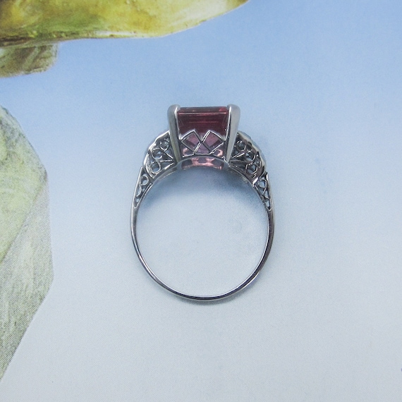 Vintage Ring, Pink Tourmaline and Baguette Diamon… - image 7