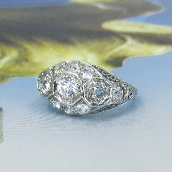 Antique Engagement Ring, Art Deco Old Mine Diamon… - image 2