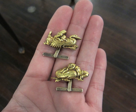 Antique Cufflinks, Victorian Japanese Menuki Cuff… - image 7