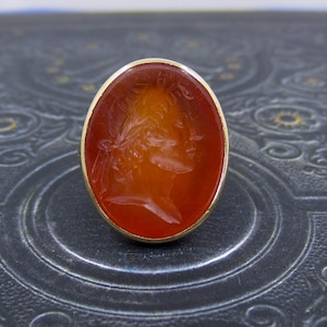 Victorian Carnelian Intaglio Ring 14k c. 1880, Antique Intaglio, Vintage Intaglio, Caesar Intaglio, Victorian Jewelry, Men&#39;s Ring