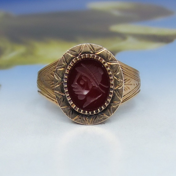 Victorian Intaglio Ring 14k c. 1890, Antique Ring,