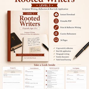Scripture Handwriting & Copywork for Older Kids | Christian Homeschool Printable | Faith Based Writing Practice | Instant PDF Download