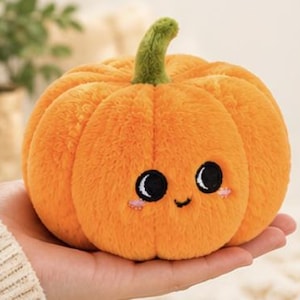 Cute Pumpkin Plush Toy, Orange Stuffed Pumpkin, Kawaii Halloween Plushie, Soft Vegetable Pillow, Fall Decor Squishy Toy, 10cm Mini Plush