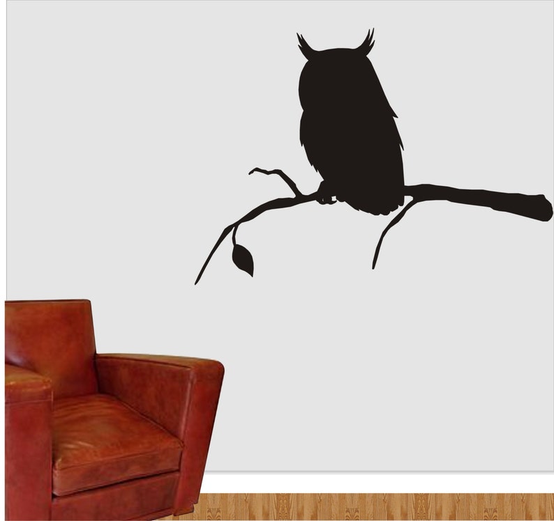 Owl on Branch Wall Vinyl Decal Owl Decal Owl Silhouette Etsy