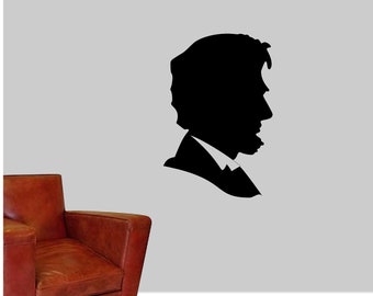 Abraham Lincoln Wall Vinyl Decal - Abe Lincoln Wall Sticker - Honest Abe Outline Vinyl Decal