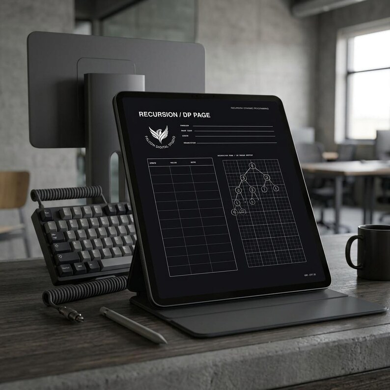 Coding Algorithm Notebook Bundle | A4 US Letter Tablet PDF | Dark Light CS Journal Set image 1