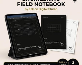 Engineering Field Notebook Bundle | A4 US Letter Tablet PDF | Dark Light Site Journal Set