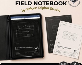 Engineering Field Notebook Digital PDF | Dark Tablet Site Journal | Inspection Measurement Log