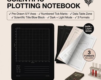 Scientific Plotting Notebook Printable PDF | A4 Dark Research Journal | Figure Caption Planner