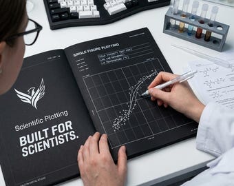 Scientific Plotting Notebook Printable PDF | US Letter Dark Research Journal | Figure Caption Planner