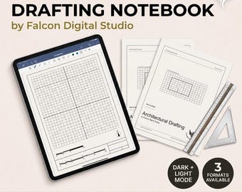 Architectural Drafting Notebook Digital PDF | Light Tablet Architecture Journal | Plan Section Elevation