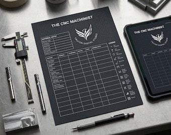 CNC Planning Notebook PDF | A4 Dark Machinist Journal | Toolpath Setup Work Offset