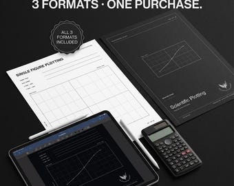 Scientific Plotting Notebook Bundle | A4 US Letter Tablet PDF | Dark Light Research Journal Set