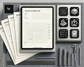 CNC Planning Notebook Bundle | A4 US Letter Tablet PDF | Dark Light Machinist Journal Set
