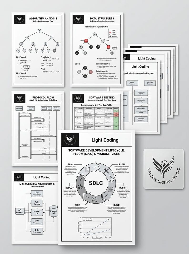 Coding Algorithm Notebook Bundle | A4 US Letter Tablet PDF | Dark Light CS Journal Set image 20