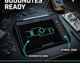 Electrical Engineering Notebook Digital PDF | Tablet Dark Schematic Journal | 0.1 in Dot Grid Planner