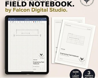 Engineering Field Notebook Digital PDF | Light Tablet Site Journal | Inspection Measurement Log