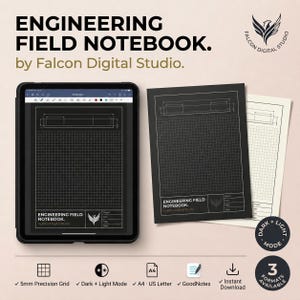 Engineering Field Notebook PDF | A4 Dark Site Journal | Field Inspection Measurement Log