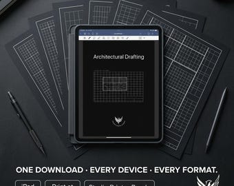 Architectural Drafting Notebook Bundle | A4 US Letter Tablet PDF | Dark Light Architecture Journal Set