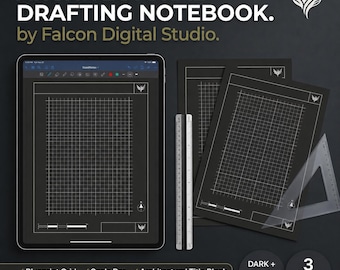 Architectural Drafting Notebook Digital PDF | Dark Tablet Architecture Journal | Plan Section Elevation