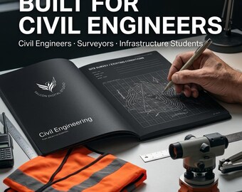 Civil Engineering Notebook PDF | A4 Dark Site Survey Journal | Grade Drainage Planner