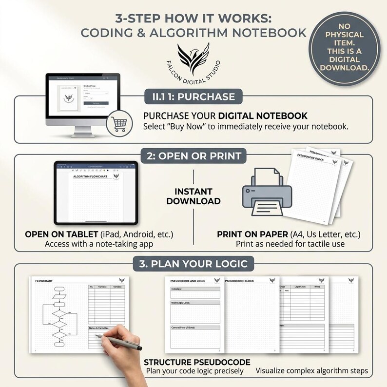 Coding Algorithm Notebook Bundle | A4 US Letter Tablet PDF | Dark Light CS Journal Set image 15