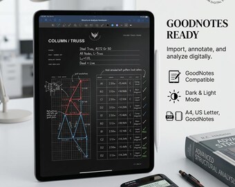Structural Analysis Notebook PDF | A4 Dark Engineering Journal | Free Body Shear Moment Planner