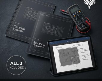 Electrical Systems Notebook Bundle | A4 US Letter Tablet PDF | Dark Light Schematic Journal Set