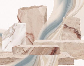 Marble Travertine Abstract Print, Warm Mineral Horizontal Wall Art Poster