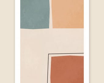 Teal Terracotta Abstract Print, Plaster Texture Wall Art, Earthy Poster