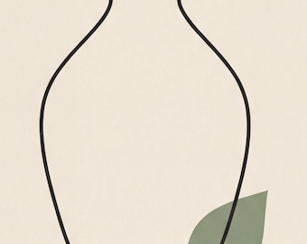 Minimalist Vase Line Art Print, Japandi Sage Leaf Poster, Calm Neutral Wall Decor