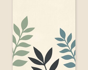 Botanical Line Art Print, Sage Terracotta Seed Pods Poster, Minimalist Earthy Wall Decor