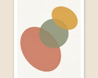 Abstract Geometric Print, Mid Century Modern Wall Art, Warm Neutral Decor