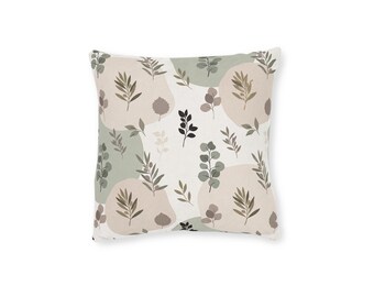 Sage Botanical Throw Pillow, Olive Eucalyptus Cushion, Warm Neutral Home Decor