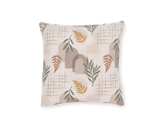 Botanical Arch Throw Pillow, Neutral Boho Cushion, Organic Modern Living Room Decor