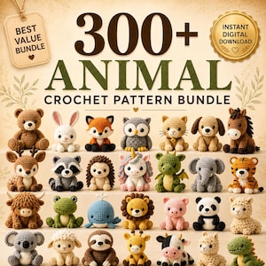 Può includere: Una collezione digitale di oltre 300 schemi all'uncinetto di animali con una varietà di piccoli animali di peluche fatti a mano, tra cui un orso, un coniglio, una volpe, un gufo, un gatto, un cane, un cavallo, un cervo e molti altri.