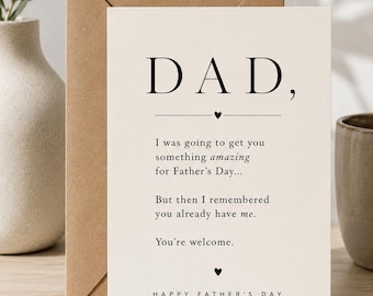 Biglietto d'auguri divertente per la Festa del Papà / Battuta minimalista per papà (Download immediato)