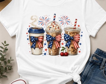 Maglietta con stampa "Red White Brewed Coffee" / Maglietta patriottica per il 4 luglio
