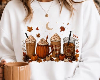 Comfort Colors® Pumpkin Spice Drinks Sweatshirt | Fall Pumpkin Latte Illustration