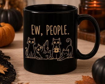 Che schifo, gente. Tazza con gatti / Tazza da caffè in ceramica nera