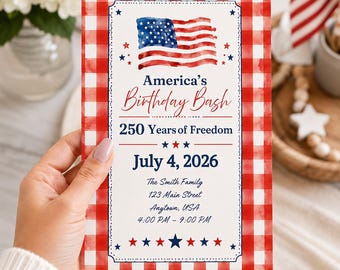 Invito alla festa per il 250° anniversario degli Stati Uniti / Festa barbecue patriottica (Download digitale)